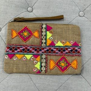 Love Stitch - Neon Embroidered Wristlet - Excellent condition